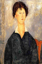 Копия картины "портрет женщины с белым воротником" художника "модильяни амедео"