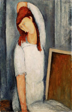 Копия картины "портрет жанны эбютерн с левой рукой за головой" художника "модильяни амедео"