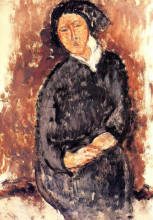 Репродукция картины "сидящая женщина" художника "модильяни амедео"