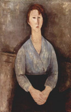 Репродукция картины "сидящая женщина в белой блузе" художника "модильяни амедео"
