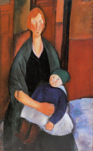 Картина "сидящая женщина с ребенком (материнство)" художника "модильяни амедео"