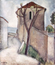 Копия картины "дерево и дом" художника "модильяни амедео"