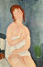 Репродукция картины "молодая женщина с рубашкой (маленькая доярка)" художника "модильяни амедео"