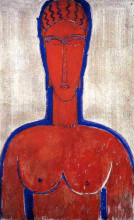 Картина "большой красный бюст (леопольд ii)" художника "модильяни амедео"