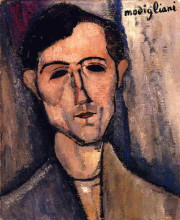 Репродукция картины "мужская голова (портрет поэта)" художника "модильяни амедео"
