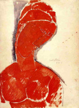 Репродукция картины "бюст обнаженной" художника "модильяни амедео"