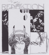 Репродукция картины "happy editing. illustration with self-portrait." художника "мозер коломан"