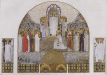 Репродукция картины "am steinhof church, mosaic design for the main altar" художника "мозер коломан"