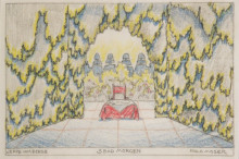 Репродукция картины "stage design for &#39;jeep from the mountain&#39; of louis holzberg, stage 2 - morning" художника "мозер коломан"
