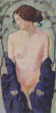 Картина "female nude with blue cloth" художника "мозер коломан"