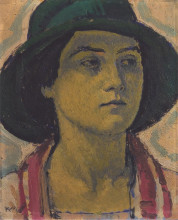 Картина "young woman with hat" художника "мозер коломан"