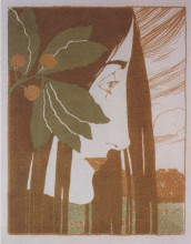 Картина "a decorative stain in red and green" художника "мозер коломан"