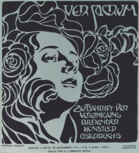 Картина "girl&#39;s head. cover design ver sacrum, 204, 1899." художника "мозер коломан"