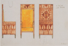 Копия картины "draft drawings for the breakfast room of the apartment eisler terramare high chair" художника "мозер коломан"