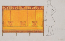 Картина "draft drawings for the breakfast room of the apartment eisler terramare, proportion of study seat" художника "мозер коломан"