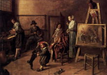 Репродукция картины "painter in his studio, painting a musical company" художника "моленар ян минсе"