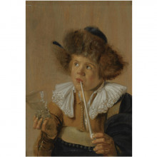 Репродукция картины "boy smoking a pipe - one of the five senses representing &quot;taste&quot;" художника "моленар ян минсе"