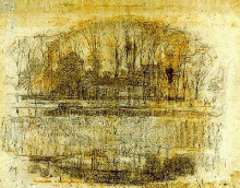 Копия картины "ферма в гейнрусте, композиционная зарисовка" художника "мондриан пит"