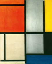 Картина "композиция №3 с красно-оранжевым, желтым, черным и серым" художника "мондриан пит"