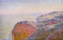 Репродукция картины "скала близ дьеппа, утро" художника "моне клод"