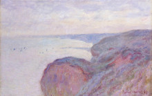 Репродукция картины "скала близ дьеппа, пасмурное небо" художника "моне клод"