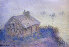 Репродукция картины "таможня в варанжвиле, туман" художника "моне клод"