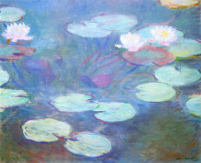 Репродукция картины "розовые водяные лилии" художника "моне клод"