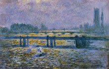 Картина "мост чаринг-кросс, отражениев темзе" художника "моне клод"