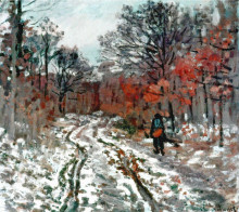 Копия картины "тропинка в лесу. эффект снега" художника "моне клод"