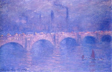 Картина "мост ватерлоо, затуманенное солнце" художника "моне клод"