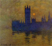 Картина "вестминстерский дворец, закат" художника "моне клод"