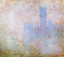 Копия картины "чайки над вестминстерским дворцом" художника "моне клод"