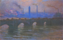 Картина "мост ватерлоо, пасмурная погода" художника "моне клод"