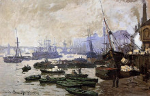 Репродукция картины "лодки в лондонском пуле" художника "моне клод"