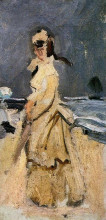 Репродукция картины "камилла на побережье" художника "моне клод"