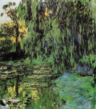 Картина "плакучая ива и пруд с водяными лилиями" художника "моне клод"