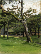 Копия картины "норманская ферма сквозь деревья" художника "моне клод"