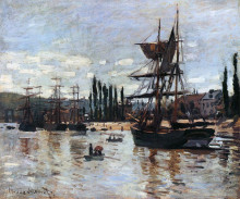 Копия картины "лодки в руане" художника "моне клод"