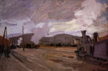 Копия картины "железнодорожная станция в аржантёе" художника "моне клод"