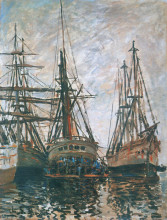 Репродукция картины "лодки на ремонте" художника "моне клод"