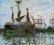 Картина "корабли в гавани" художника "моне клод"