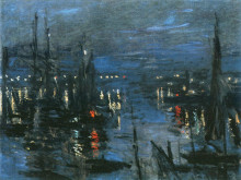Картина "порт в гавре, ночной эффект" художника "моне клод"