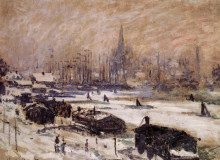 Копия картины "амстердам в снегу" художника "моне клод"
