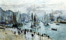 Картина "рыбацкие лодки покидают гавань, гавр" художника "моне клод"