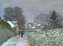 Копия картины "снег в аржантёе" художника "моне клод"
