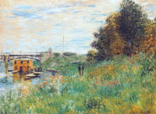 Репродукция картины "берега сены у аржантёйского моста" художника "моне клод"