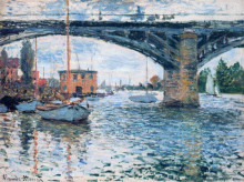 Картина "мост в аржантёе, пасмурная погода" художника "моне клод"