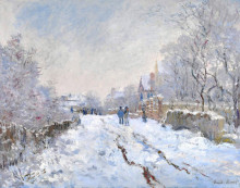 Репродукция картины "снег в аржантёе" художника "моне клод"
