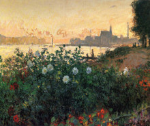 Репродукция картины "аржантёй, цветы у речного берега" художника "моне клод"
