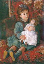 Репродукция картины "портрет жермены хосхеде с куклой" художника "моне клод"